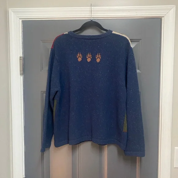 Vintage Y2K cottage core patchwork cardigan  wildlife/winter theme sweater Large - Picture 2 of 5